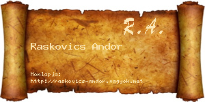 Raskovics Andor névjegykártya